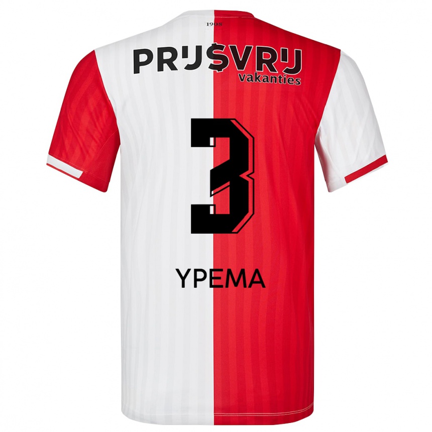 Kids Football Danique Ypema #3 Red White Home Jersey 2023/24 T-Shirt