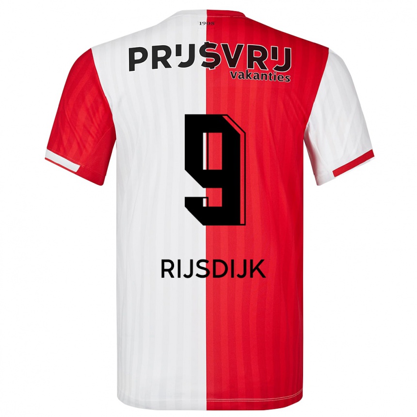 Kids Football Pia Rijsdijk #9 Red White Home Jersey 2023/24 T-Shirt