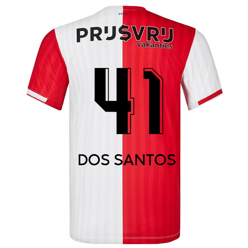Kids Football Giuliany Ben-David Dos Santos #41 Red White Home Jersey 2023/24 T-Shirt