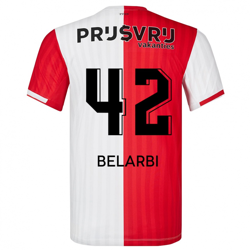 Kids Football Abdel Belarbi #42 Red White Home Jersey 2023/24 T-Shirt