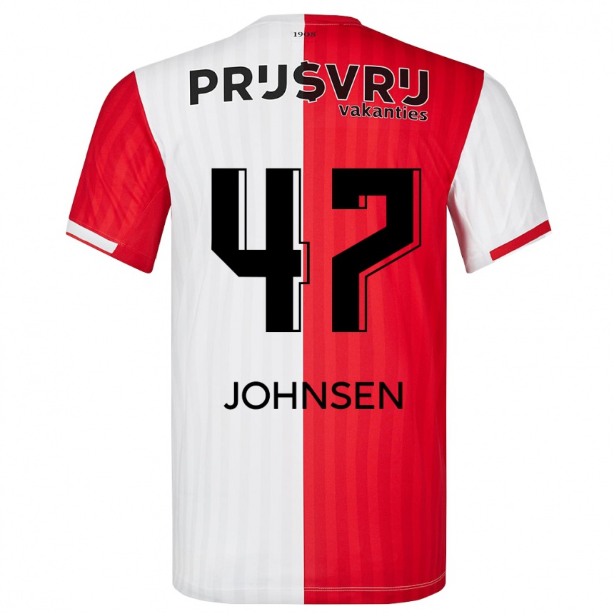 Kids Football Mikael Torset Johnsen #47 Red White Home Jersey 2023/24 T-Shirt