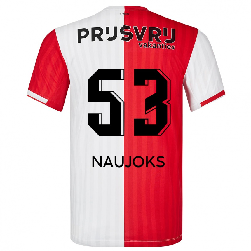 Kids Football Noah Naujoks #53 Red White Home Jersey 2023/24 T-Shirt