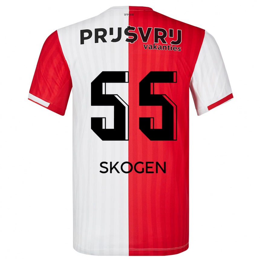 Kids Football Sondre Skogen #55 Red White Home Jersey 2023/24 T-Shirt