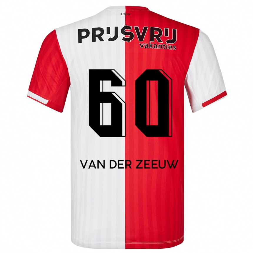 Kids Football Twan Van Der Zeeuw #60 Red White Home Jersey 2023/24 T-Shirt