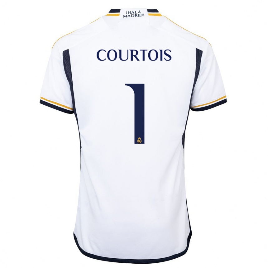 Kids  Thibaut Courtois #1 White Home Jersey 2023/24 T-Shirt