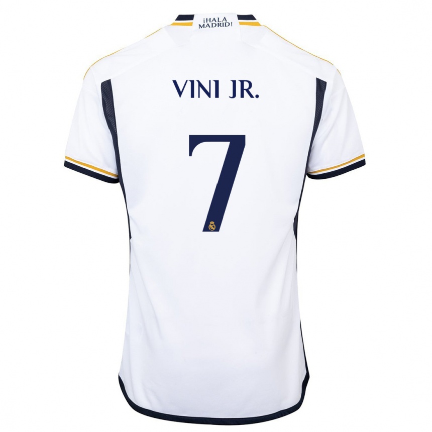 Kids  Vinicius Junior #7 White Home Jersey 2023/24 T-Shirt