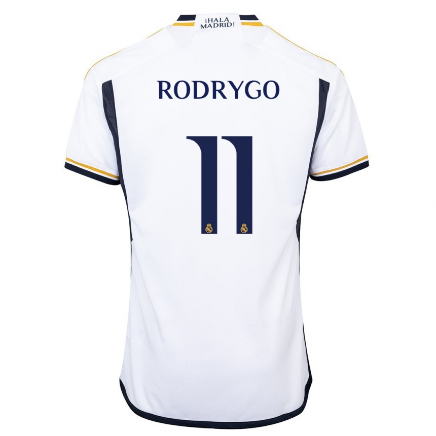 Kids  Rodrygo #11 White Home Jersey 2023/24 T-Shirt