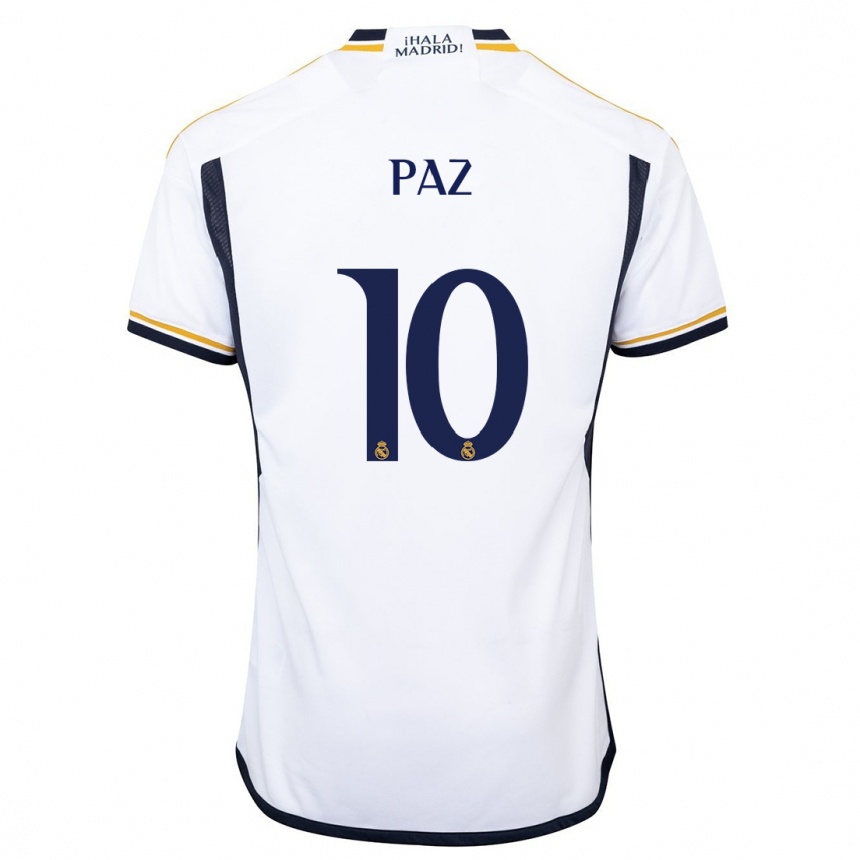 Kids  Nico Paz #10 White Home Jersey 2023/24 T-Shirt