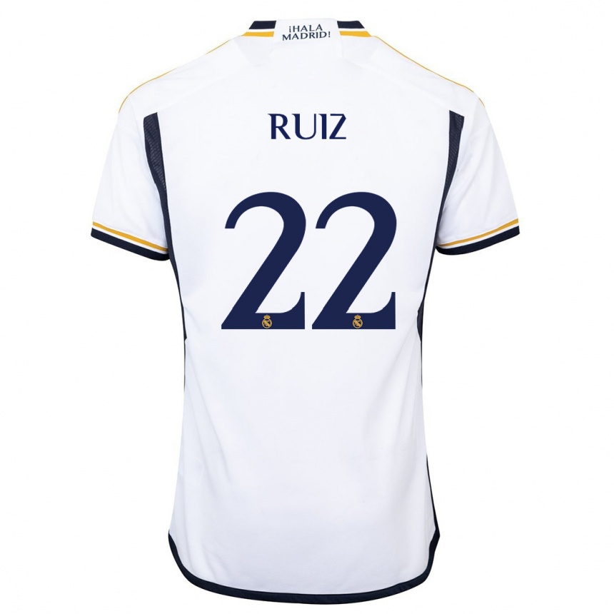 Kids  Ferran Ruiz #22 White Home Jersey 2023/24 T-Shirt