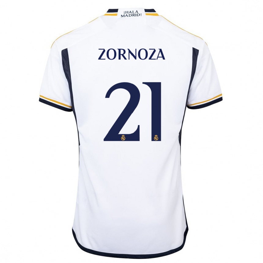 Kids  Claudia Zornoza #21 White Home Jersey 2023/24 T-Shirt