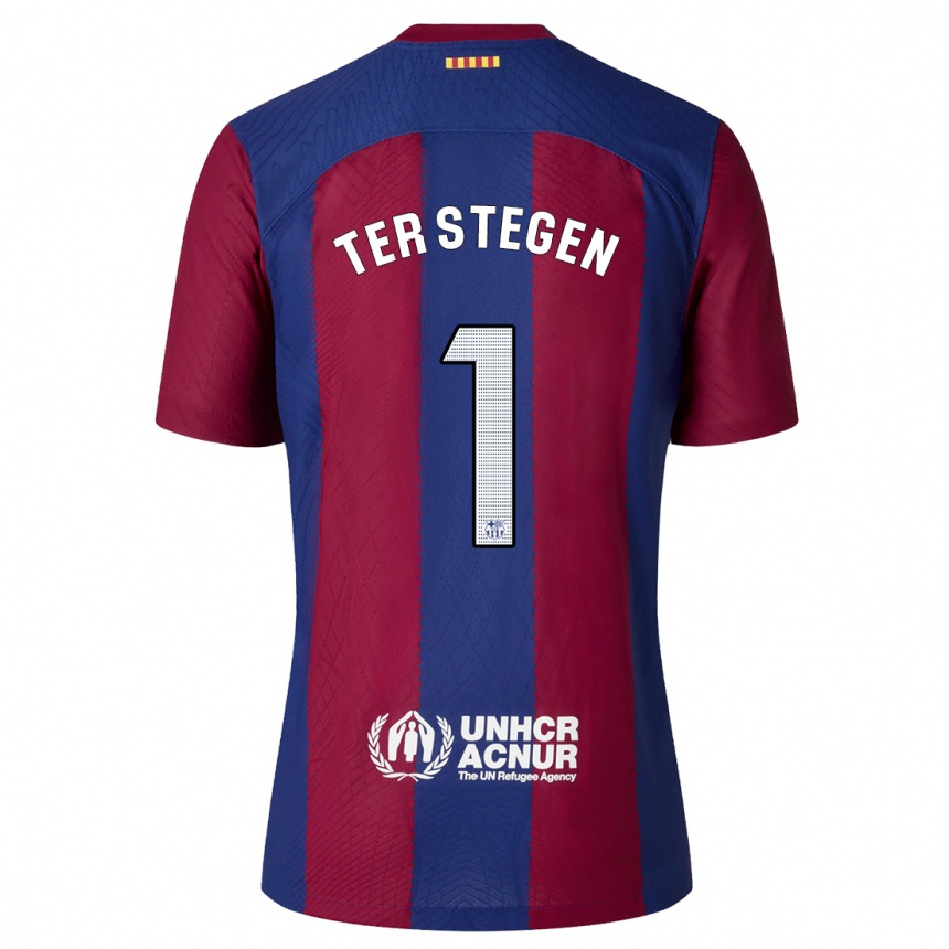 Kids  Marc-Andre Ter Stegen #1 Red Blue Home Jersey 2023/24 T-Shirt