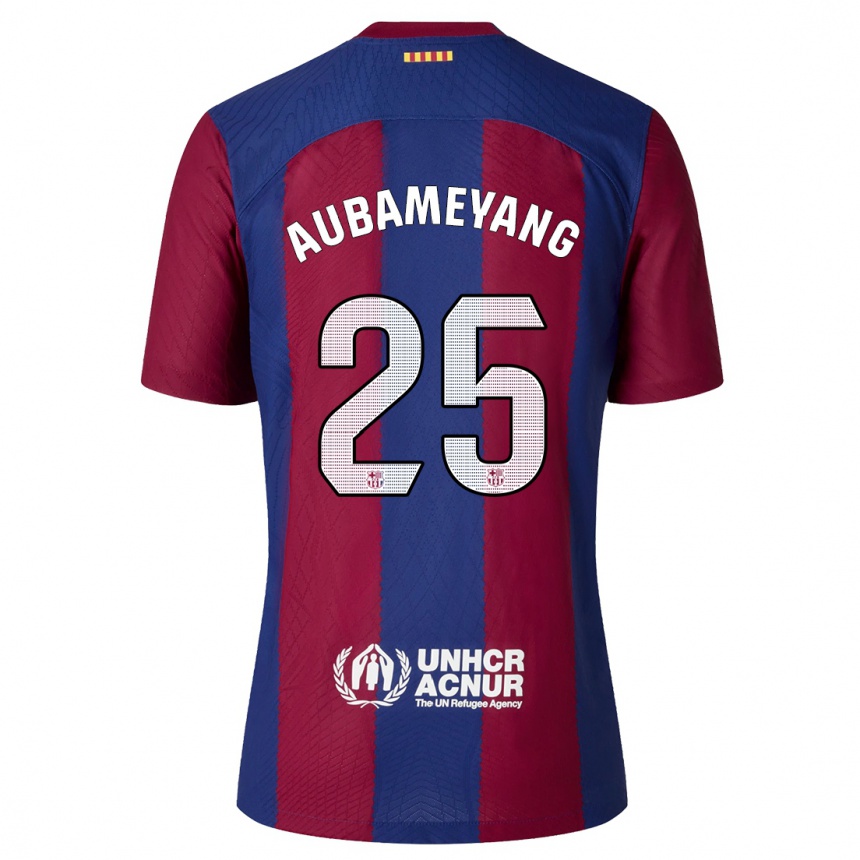 Kids  Pierre Emerick Aubameyang #25 Red Blue Home Jersey 2023/24 T-Shirt