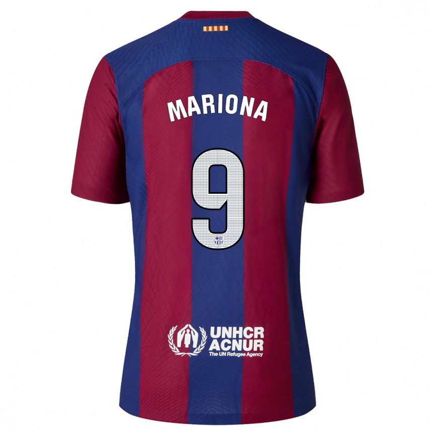 Kids  Mariona Caldentey #9 Red Blue Home Jersey 2023/24 T-Shirt