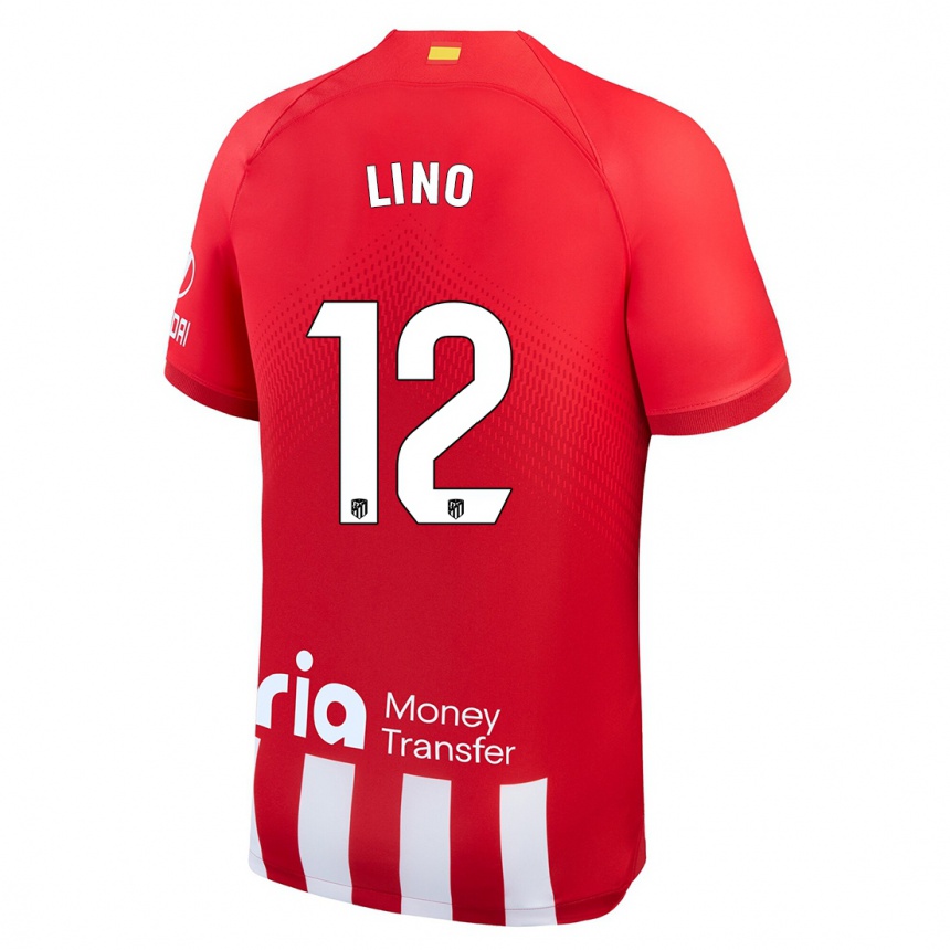 Kids  Samuel Lino #12 Red White Home Jersey 2023/24 T-Shirt