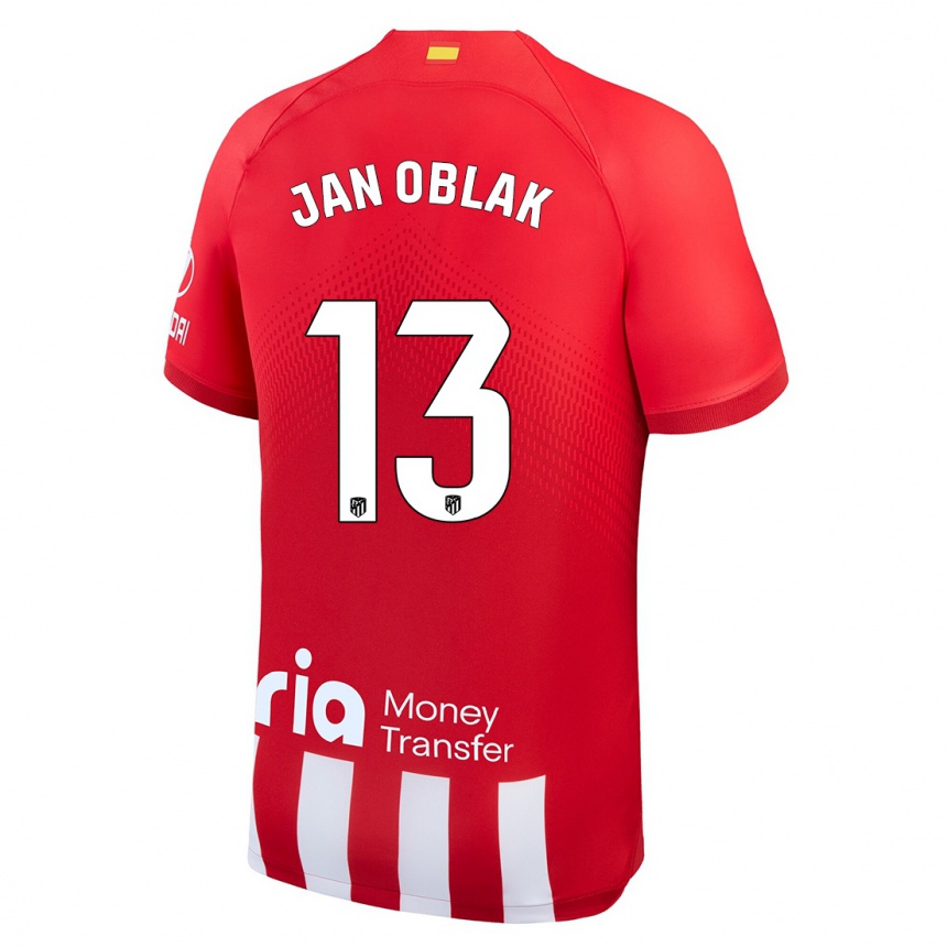 Kids  Jan Oblak #13 Red White Home Jersey 2023/24 T-Shirt