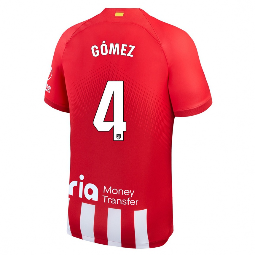 Kids  Mariano Gómez #4 Red White Home Jersey 2023/24 T-Shirt