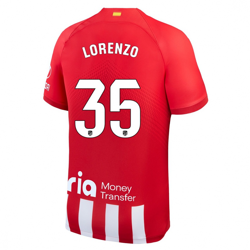 Kids  Diego Lorenzo #35 Red White Home Jersey 2023/24 T-Shirt