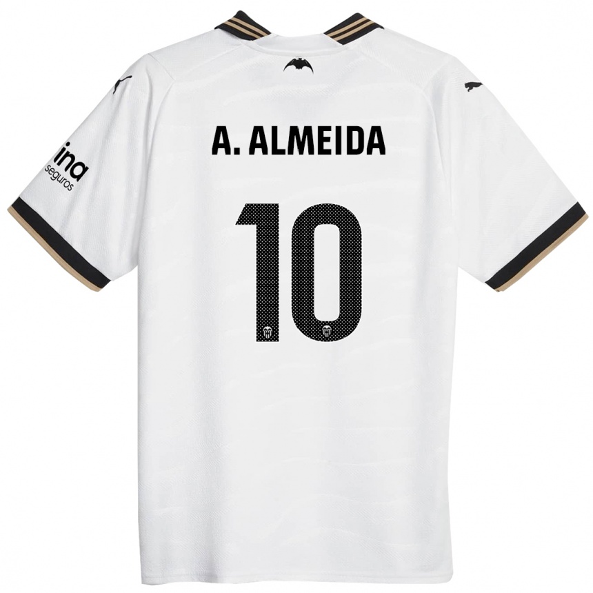 Kids Football André Almeida #10 White Home Jersey 2023/24 T-Shirt