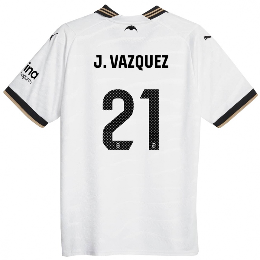 Kids Football Jesús Vázquez #21 White Home Jersey 2023/24 T-Shirt