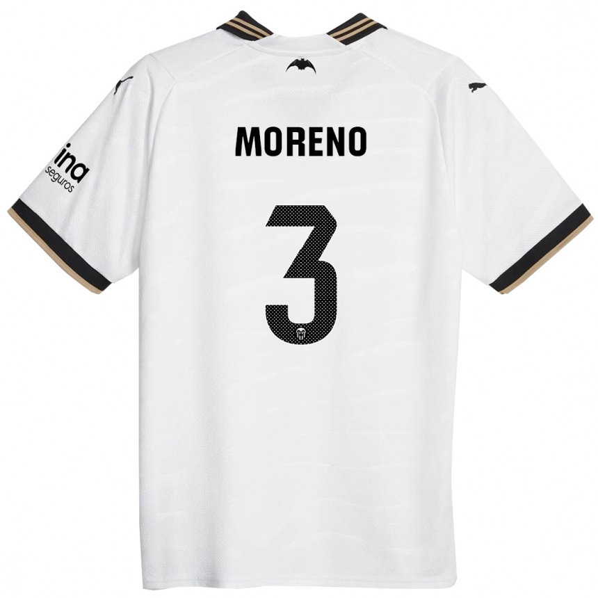 Kids Football Diego Moreno #3 White Home Jersey 2023/24 T-Shirt