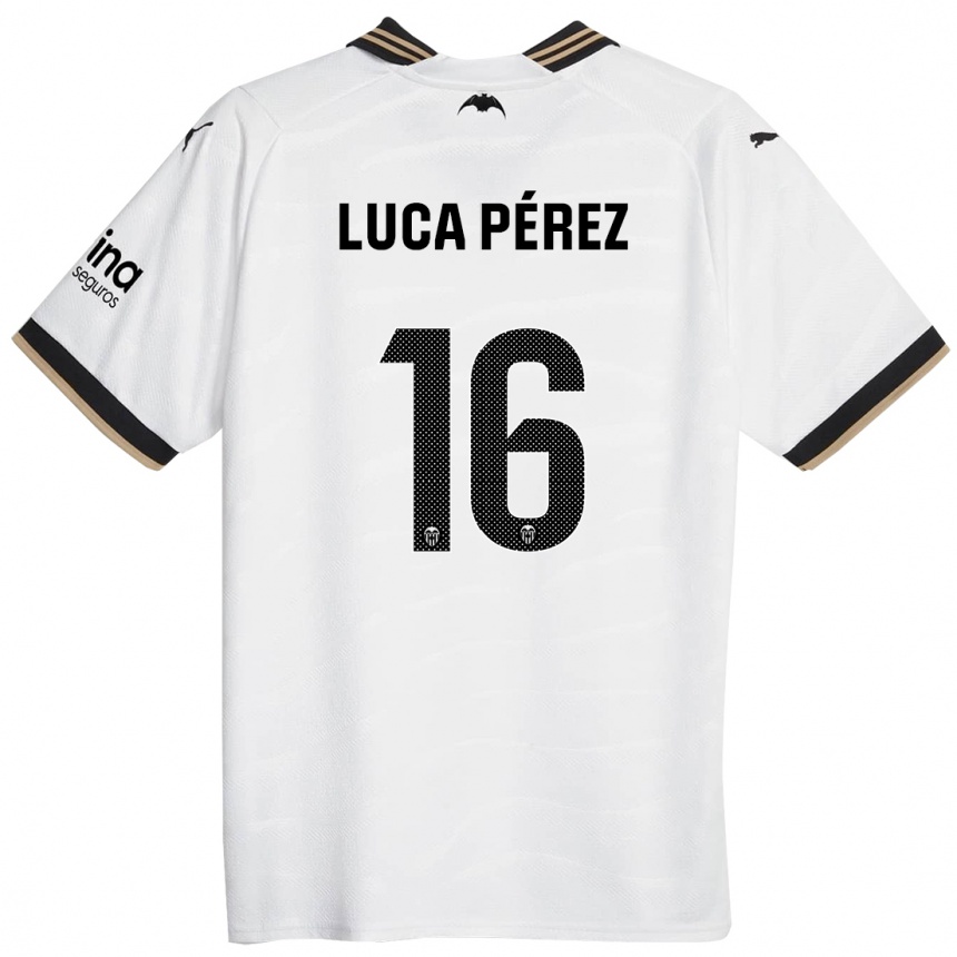 Kids Football Simón Luca Pérez #16 White Home Jersey 2023/24 T-Shirt