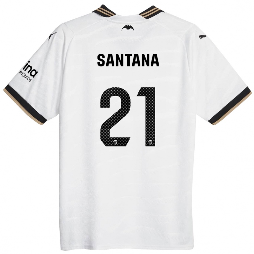 Kids Football Ismael Santana #21 White Home Jersey 2023/24 T-Shirt