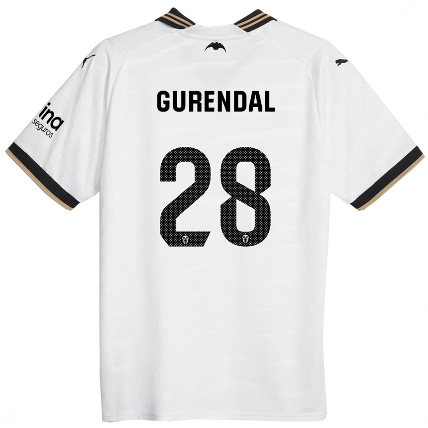 Kids Football Alexander Gurendal #28 White Home Jersey 2023/24 T-Shirt