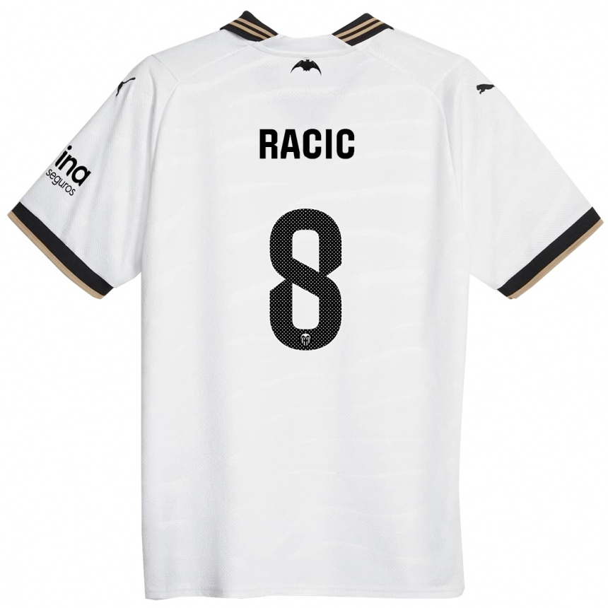 Kids Football Uros Racic #8 White Home Jersey 2023/24 T-Shirt