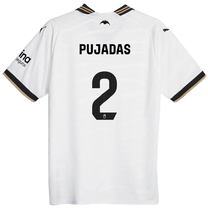 Kids Football Berta Pujadas #2 White Home Jersey 2023/24 T-Shirt