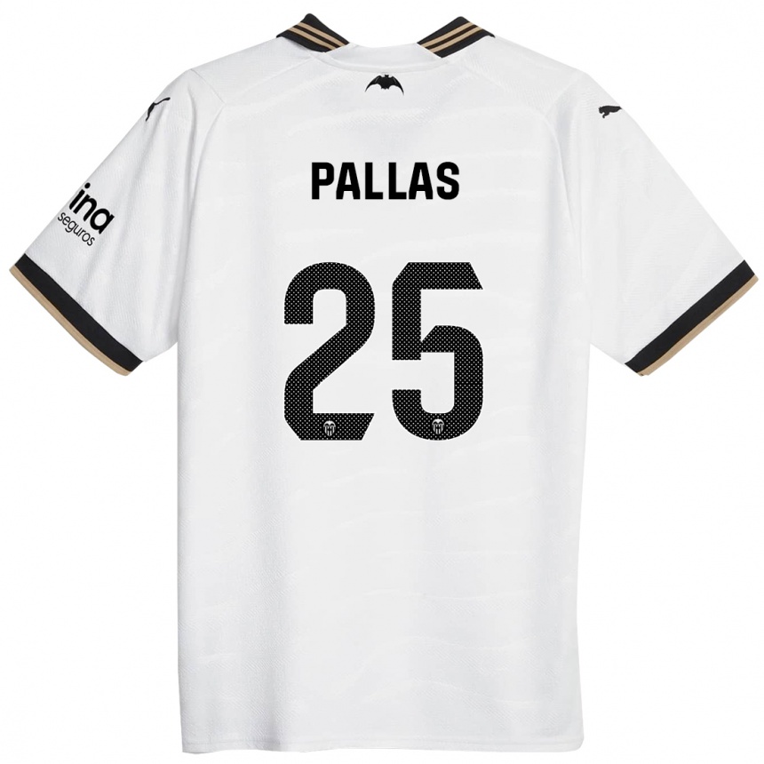 Kids Football Nerea Pallas #25 White Home Jersey 2023/24 T-Shirt