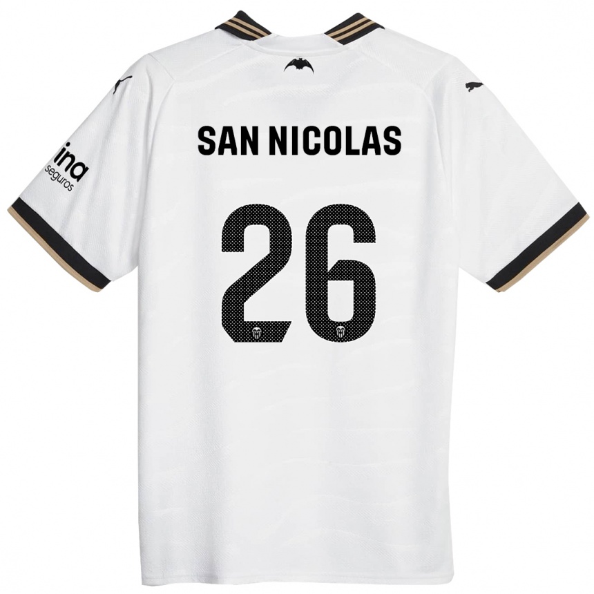 Kids Football Olga San Nicolas #26 White Home Jersey 2023/24 T-Shirt