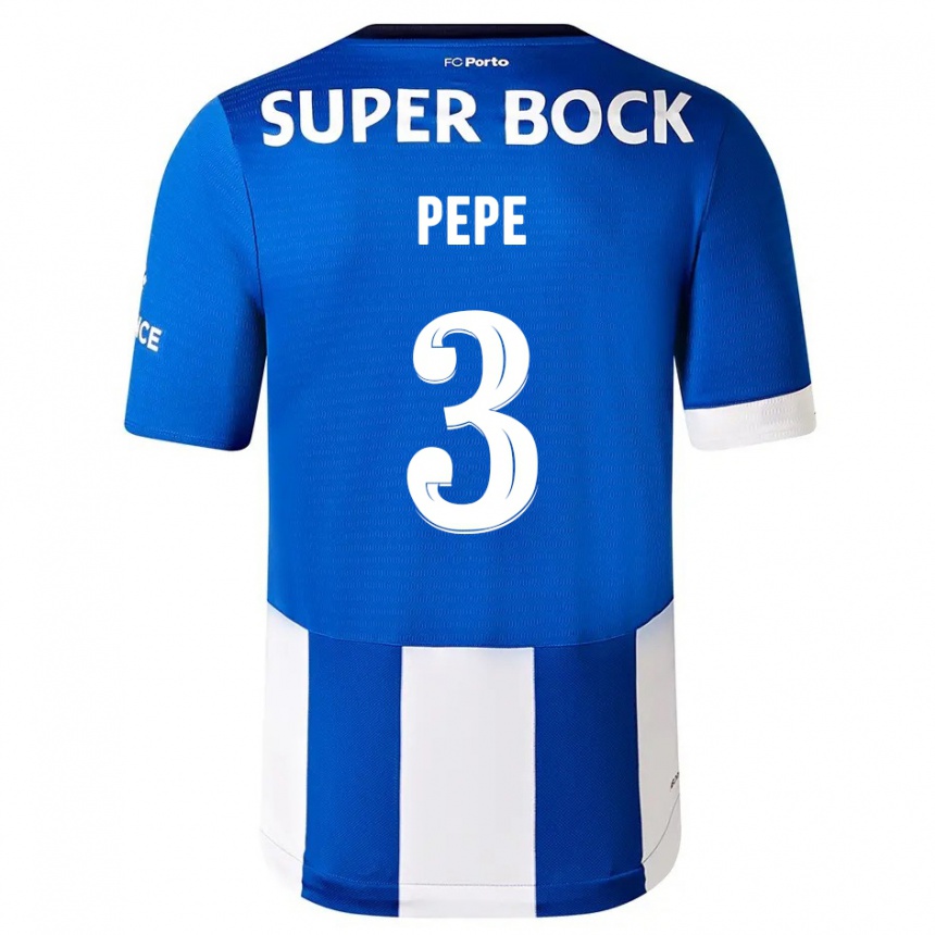 Kids  Pepe #3 Blue White Home Jersey 2023/24 T-Shirt