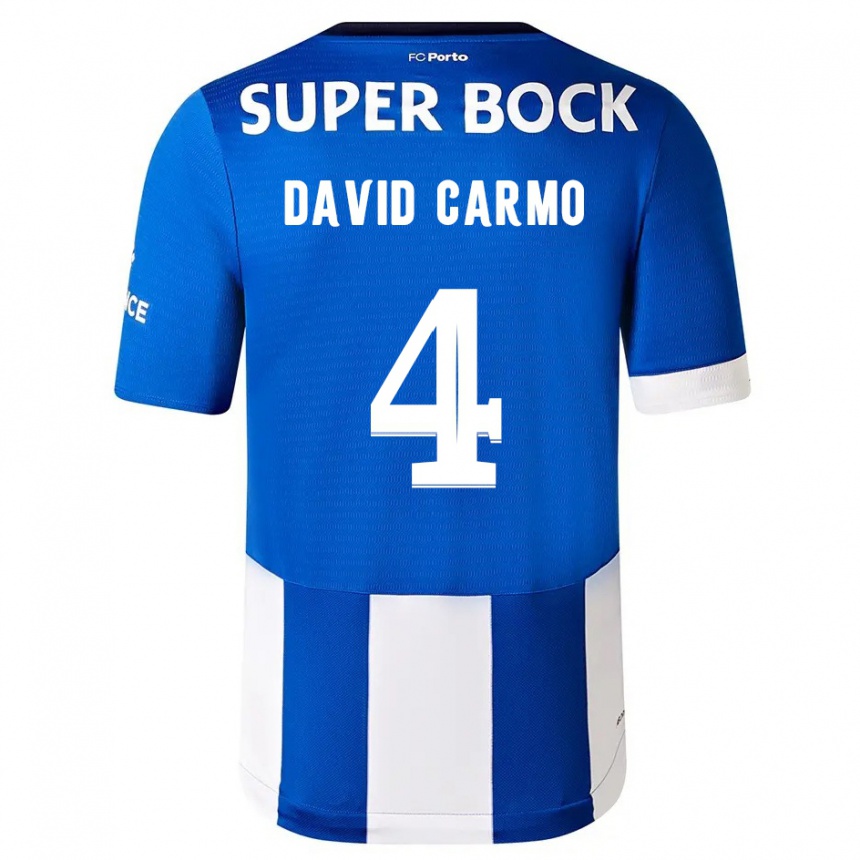 Kids  David Carmo #4 Blue White Home Jersey 2023/24 T-Shirt