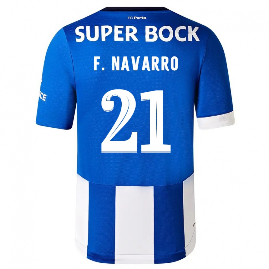 Kids  Fran Navarro #21 Blue White Home Jersey 2023/24 T-Shirt