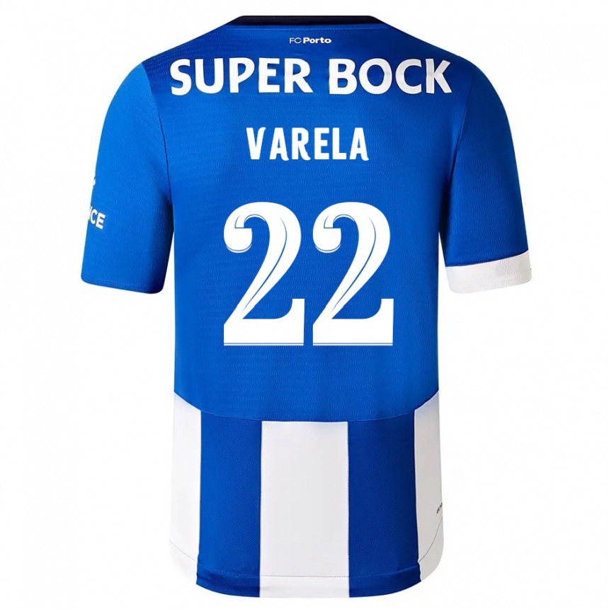 Kids  Alan Varela #22 Blue White Home Jersey 2023/24 T-Shirt