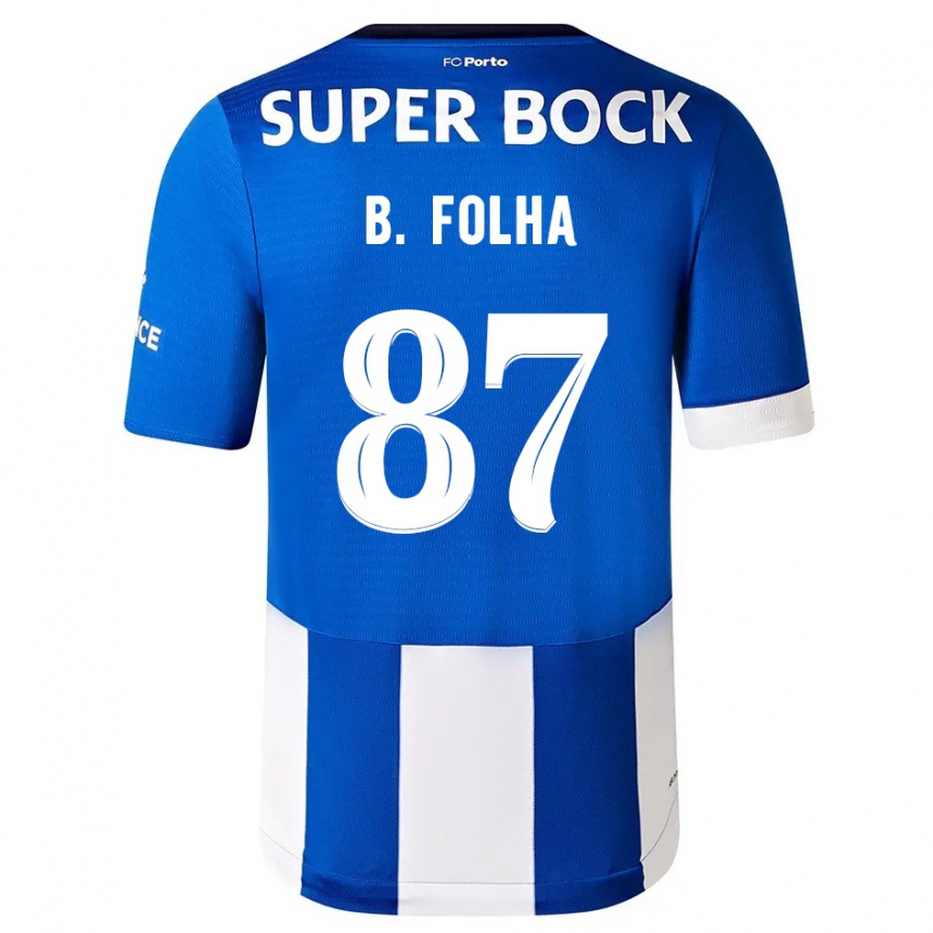 Kids  Bernardo Folha #87 Blue White Home Jersey 2023/24 T-Shirt