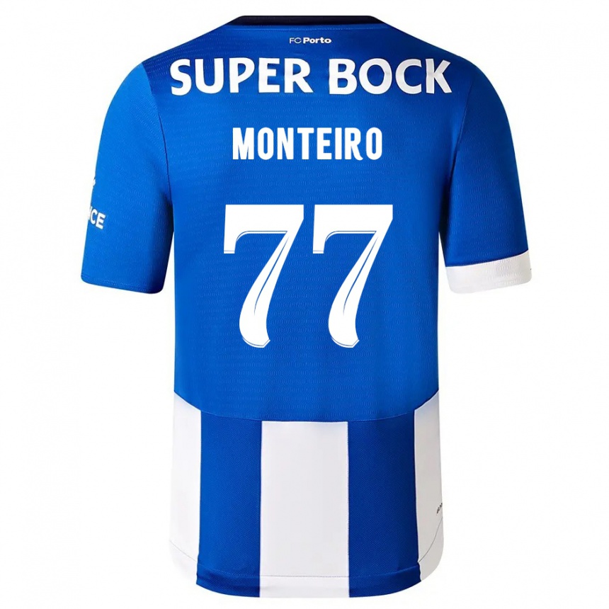 Kids  Rui Monteiro #77 Blue White Home Jersey 2023/24 T-Shirt