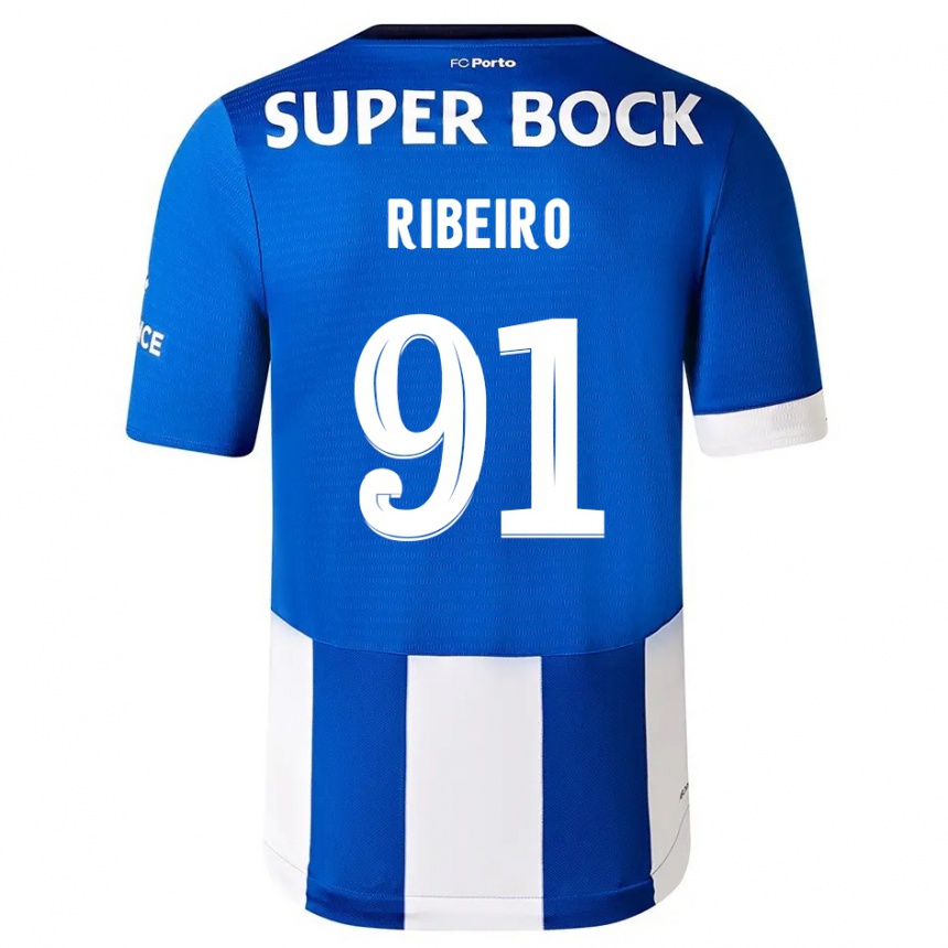 Kids  Gonçalo Ribeiro #91 Blue White Home Jersey 2023/24 T-Shirt