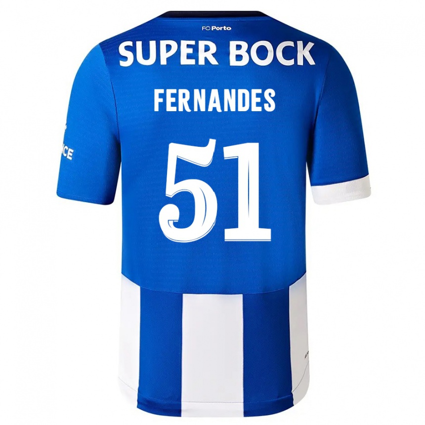 Kids  Diogo Fernandes #51 Blue White Home Jersey 2023/24 T-Shirt