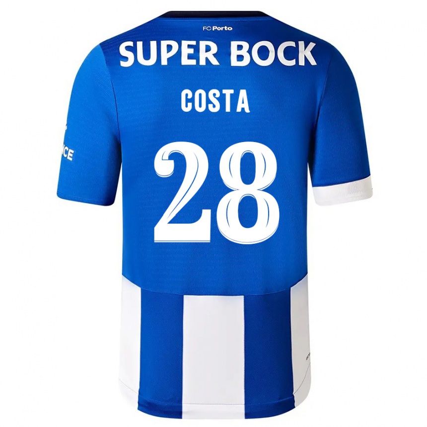 Kids  Bruno Costa #28 Blue White Home Jersey 2023/24 T-Shirt