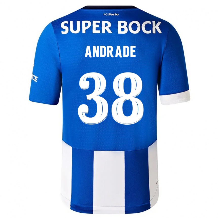 Kids  Fernando Andrade #38 Blue White Home Jersey 2023/24 T-Shirt
