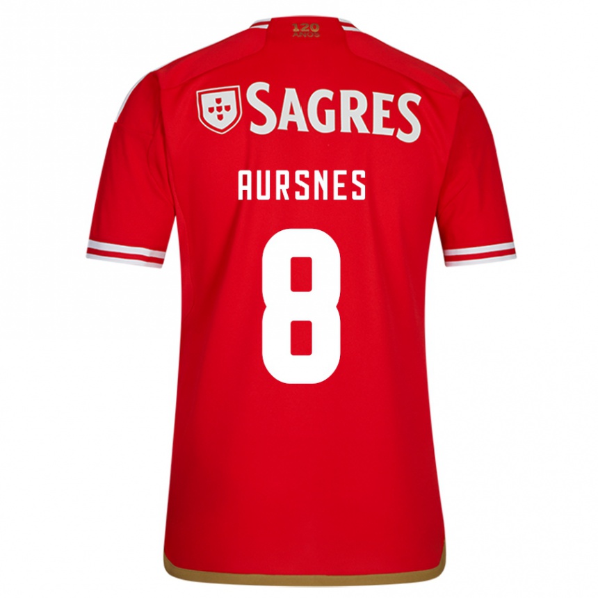 Kids Football Fredrik Aursnes #8 Red Home Jersey 2023/24 T-Shirt