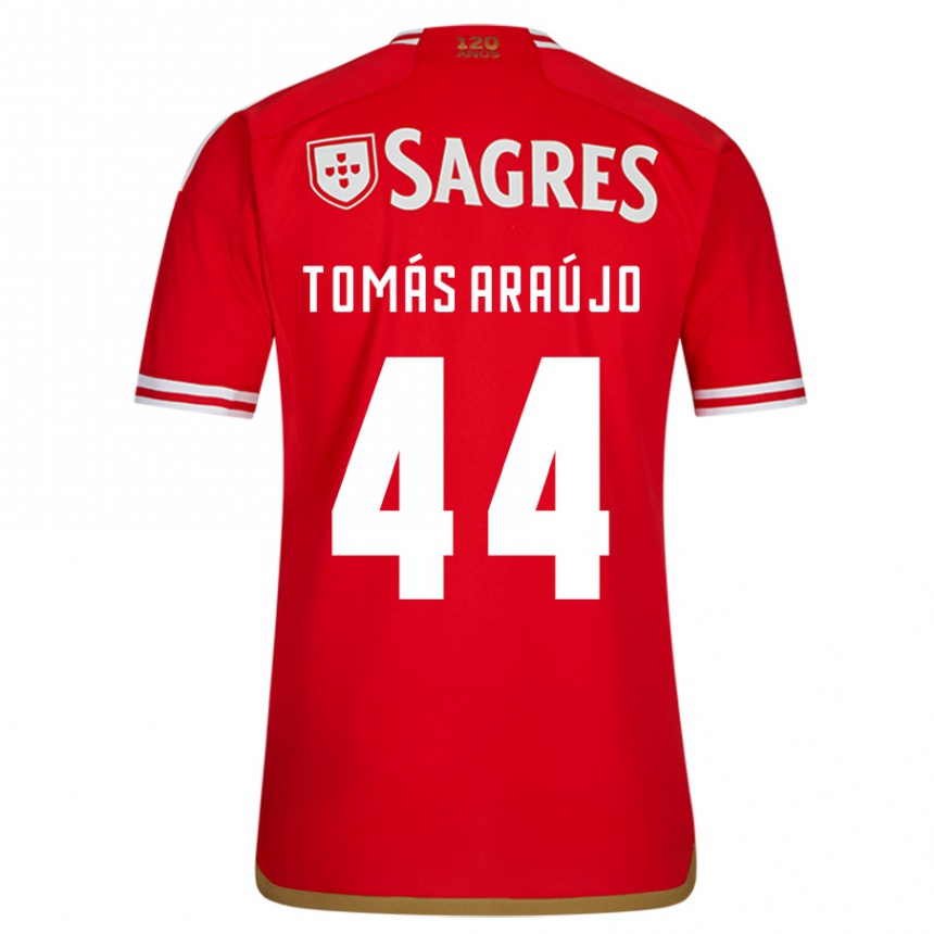 Kids Football Tomás Araújo #44 Red Home Jersey 2023/24 T-Shirt