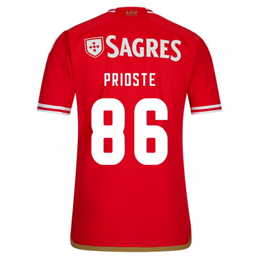 Kids Football Diogo Prioste #86 Red Home Jersey 2023/24 T-Shirt