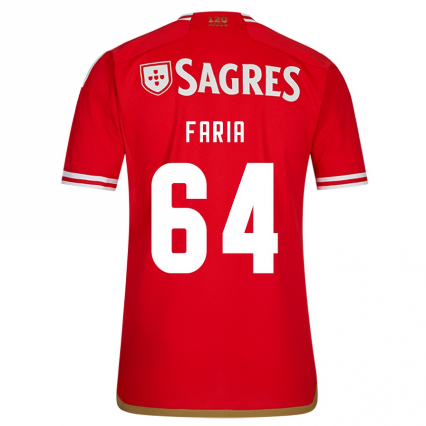 Kids Football Hugo Faria #64 Red Home Jersey 2023/24 T-Shirt