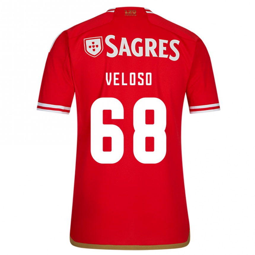 Kids Football João Veloso #68 Red Home Jersey 2023/24 T-Shirt