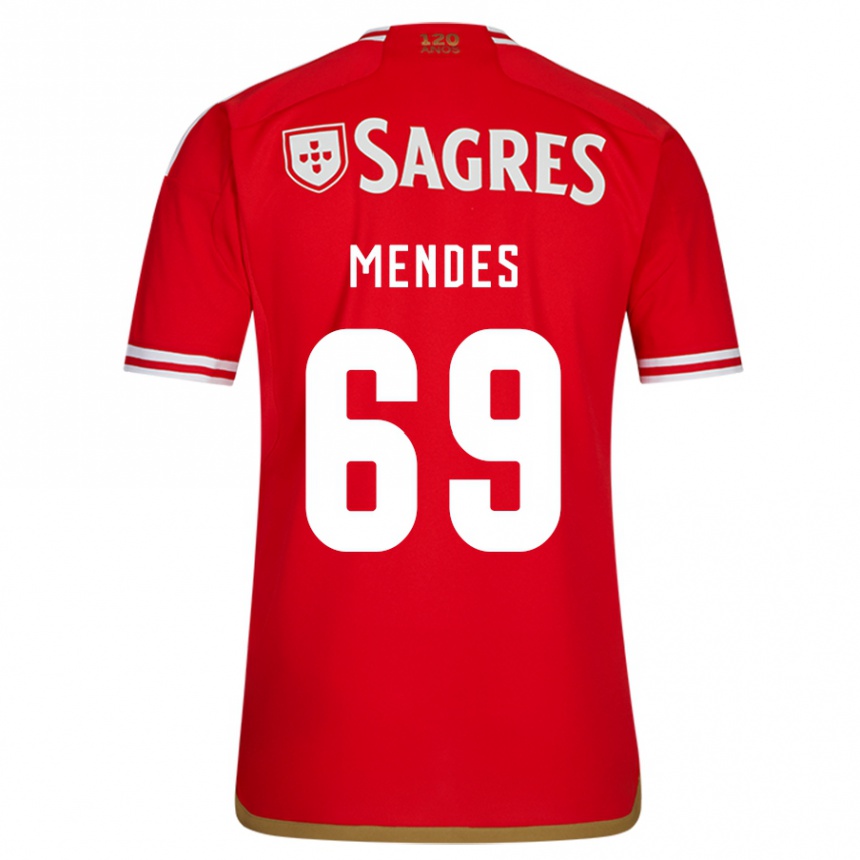 Kids Football Vladimir Mendes #69 Red Home Jersey 2023/24 T-Shirt