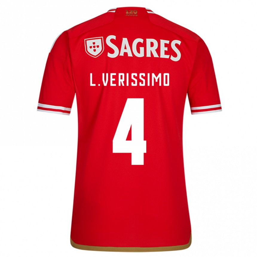 Kids Football Lucas Verissimo #4 Red Home Jersey 2023/24 T-Shirt