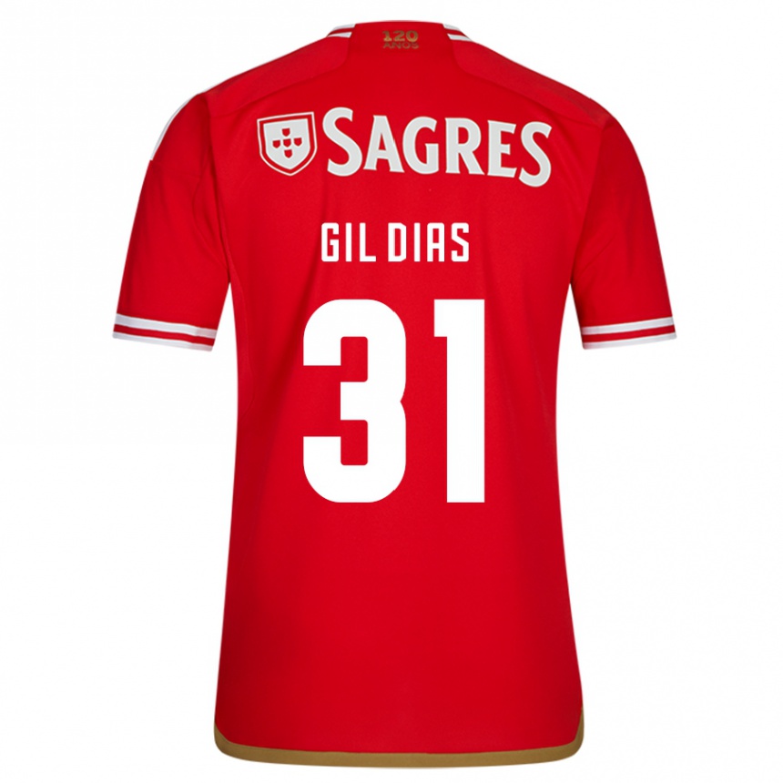 Kids Football Gil Dias #31 Red Home Jersey 2023/24 T-Shirt