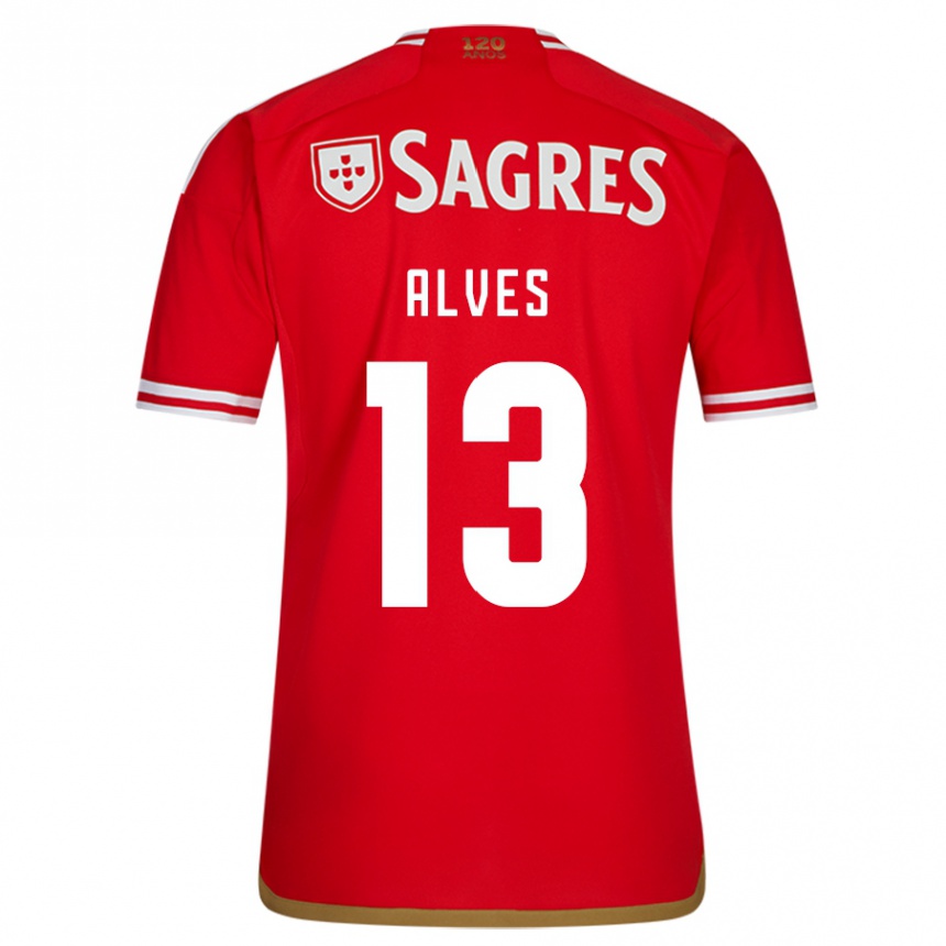 Kids Football Lucia Alves #13 Red Home Jersey 2023/24 T-Shirt